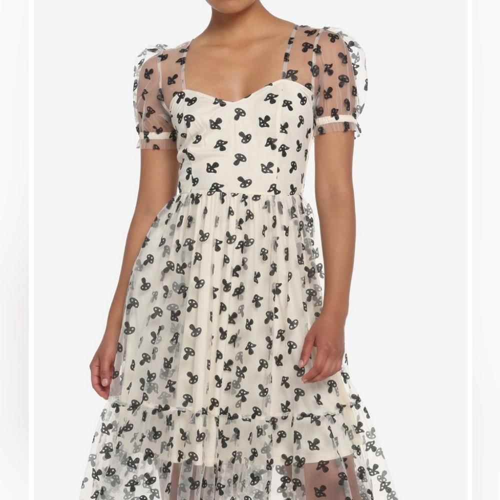 Mushroom Glitter Mesh Dress